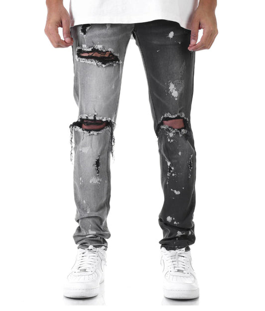 KNDK Bleached Destroyed Jeans 'Black'