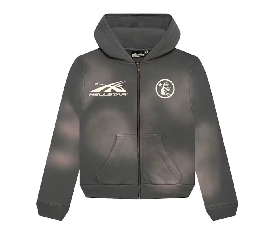 Hellstar ZipUp Hoodie Washed Grey small Logos