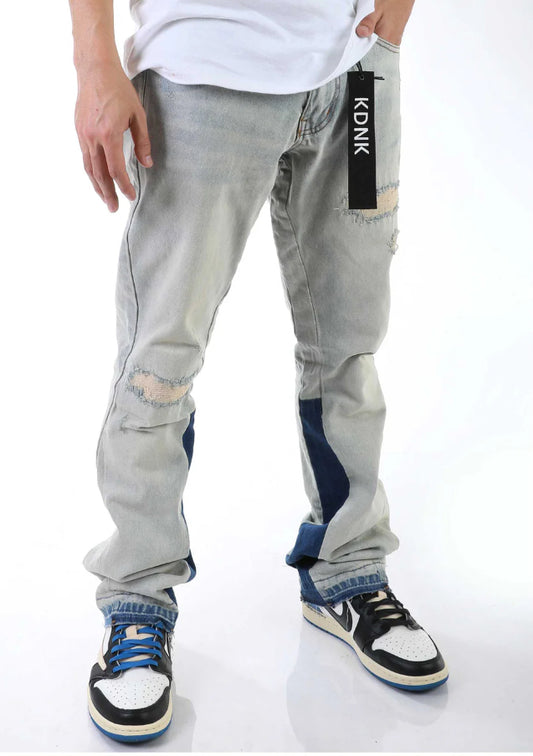 KNDK Bleached Moto Skinny Jeans ‘Grey’