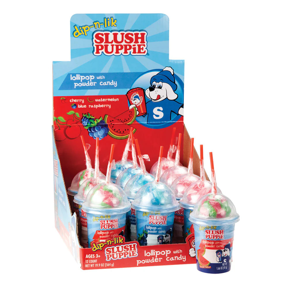 Slush puppie dip-n-lik lollipop with candy cup