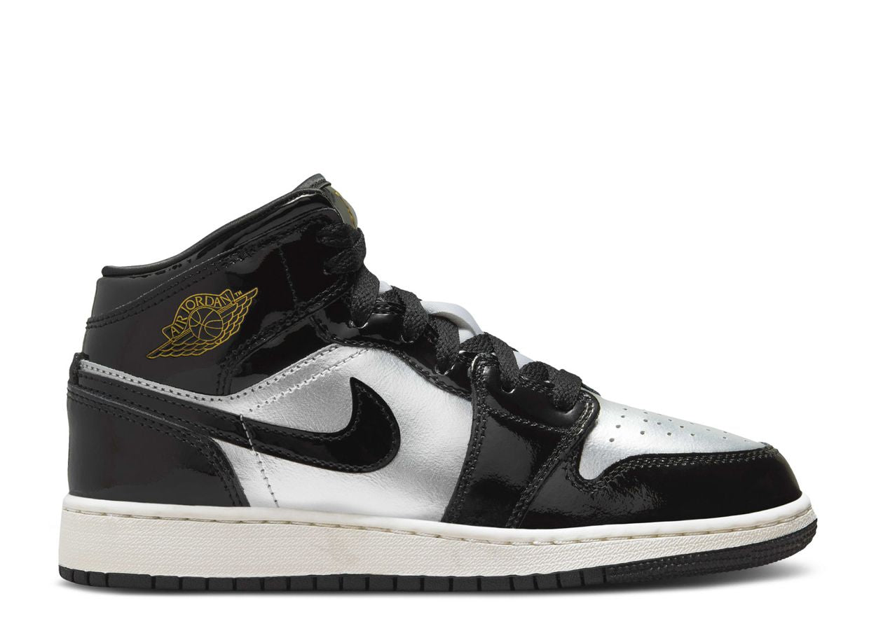Jordan 1 Mid Black metallic silver GS