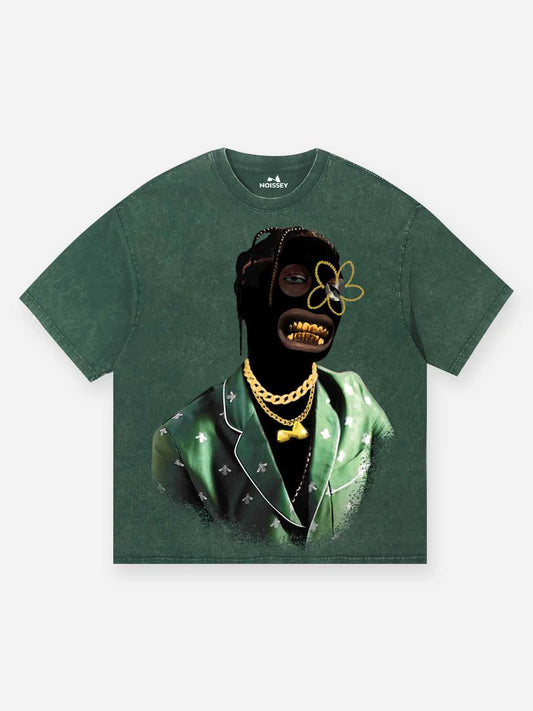 Noisey golden grills artist washed green tee