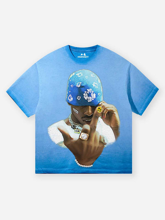 Noisey blue cotton print tee