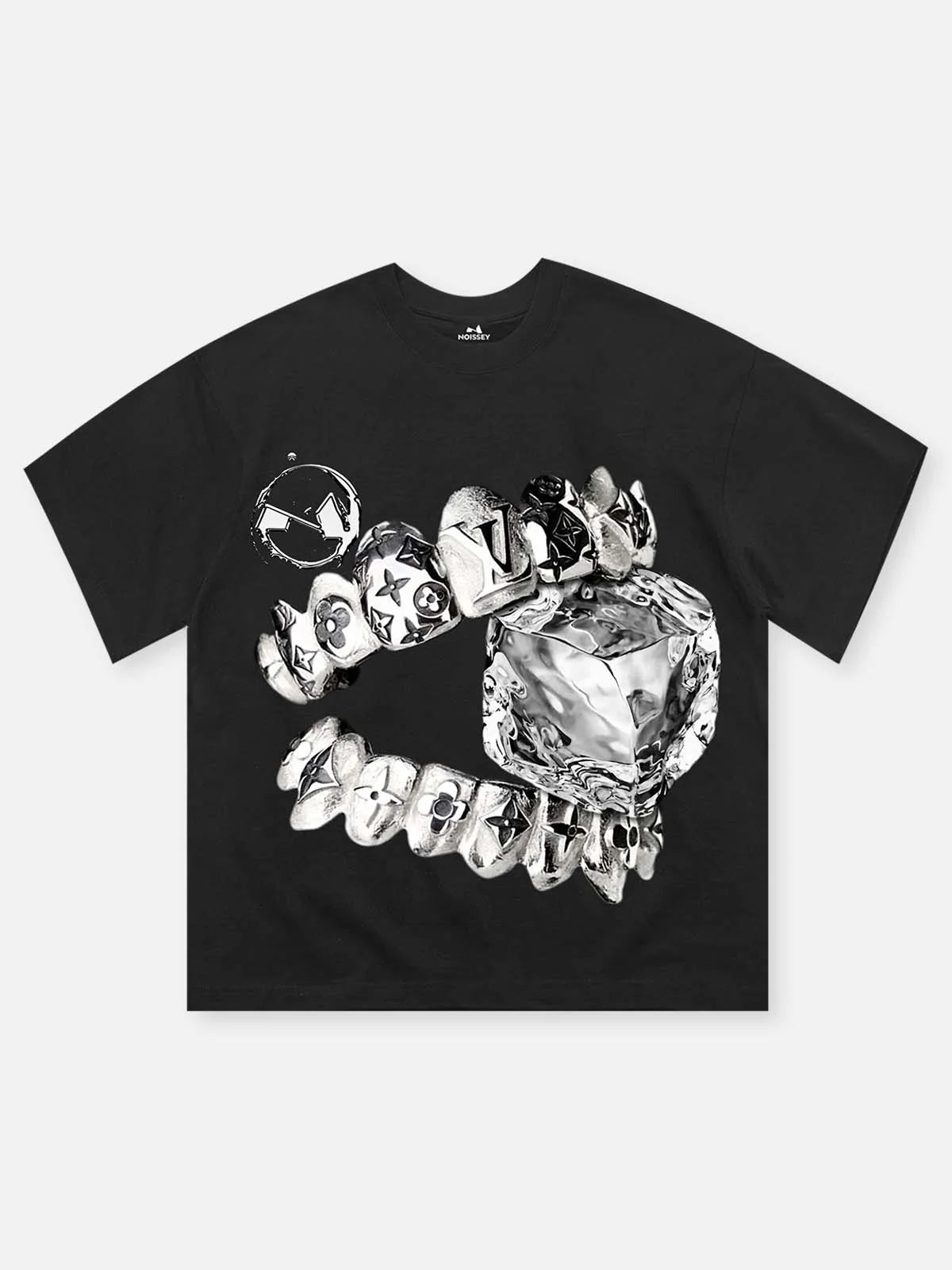 Noisey Liquid Metal teeth and ice cube print tee
