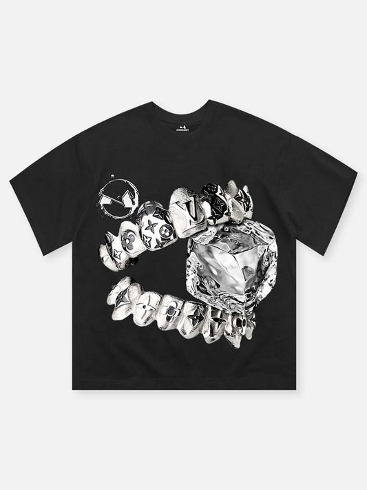 Noisey Liquid Metal teeth and ice cube print tee