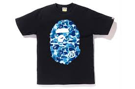 Bape Black Shirt Big head Baby Blue
