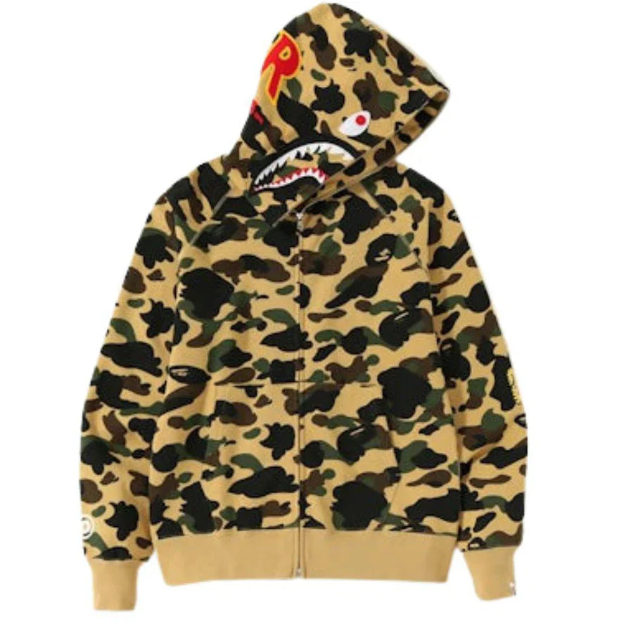 BAPE 1st Camo Shark Full Zip Hoodie Yellow