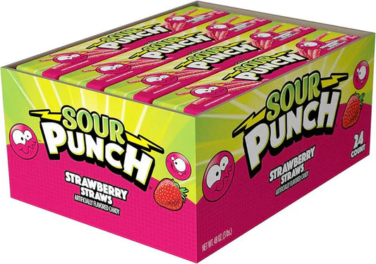 Bonbons pailles à la fraise Sour Punch