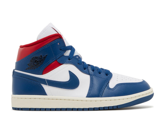 Jordan 1 Mid French Blue Gym Red (Women's)