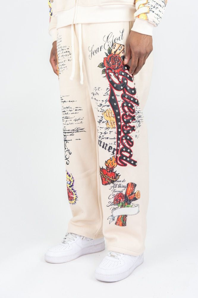 Blessed AOP relaxed pants - 1163-419 - cream