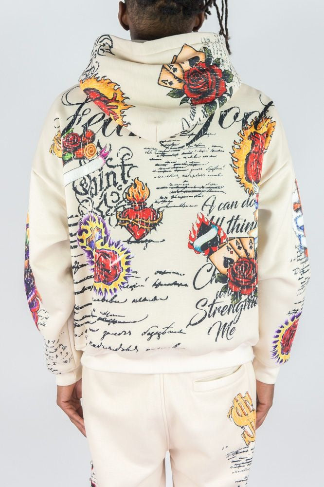 Blessed AOP FZ hoodie - 1163-319 - cream