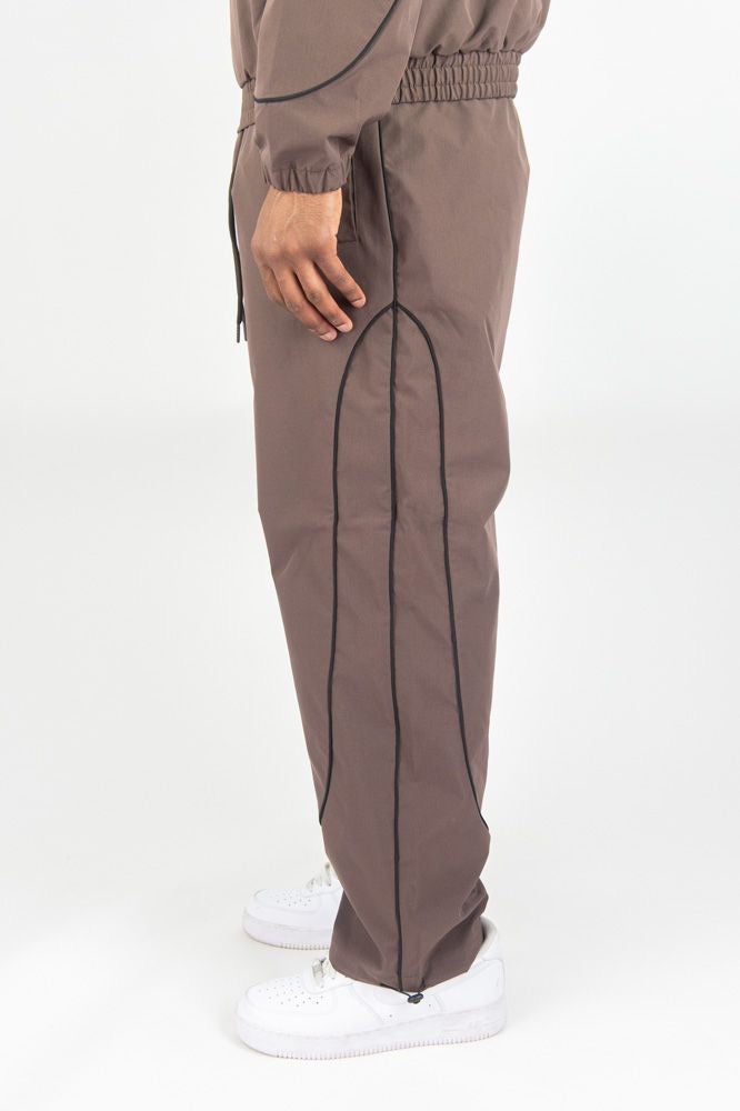 Piping ripstop pants - 1100-430 - Brown
