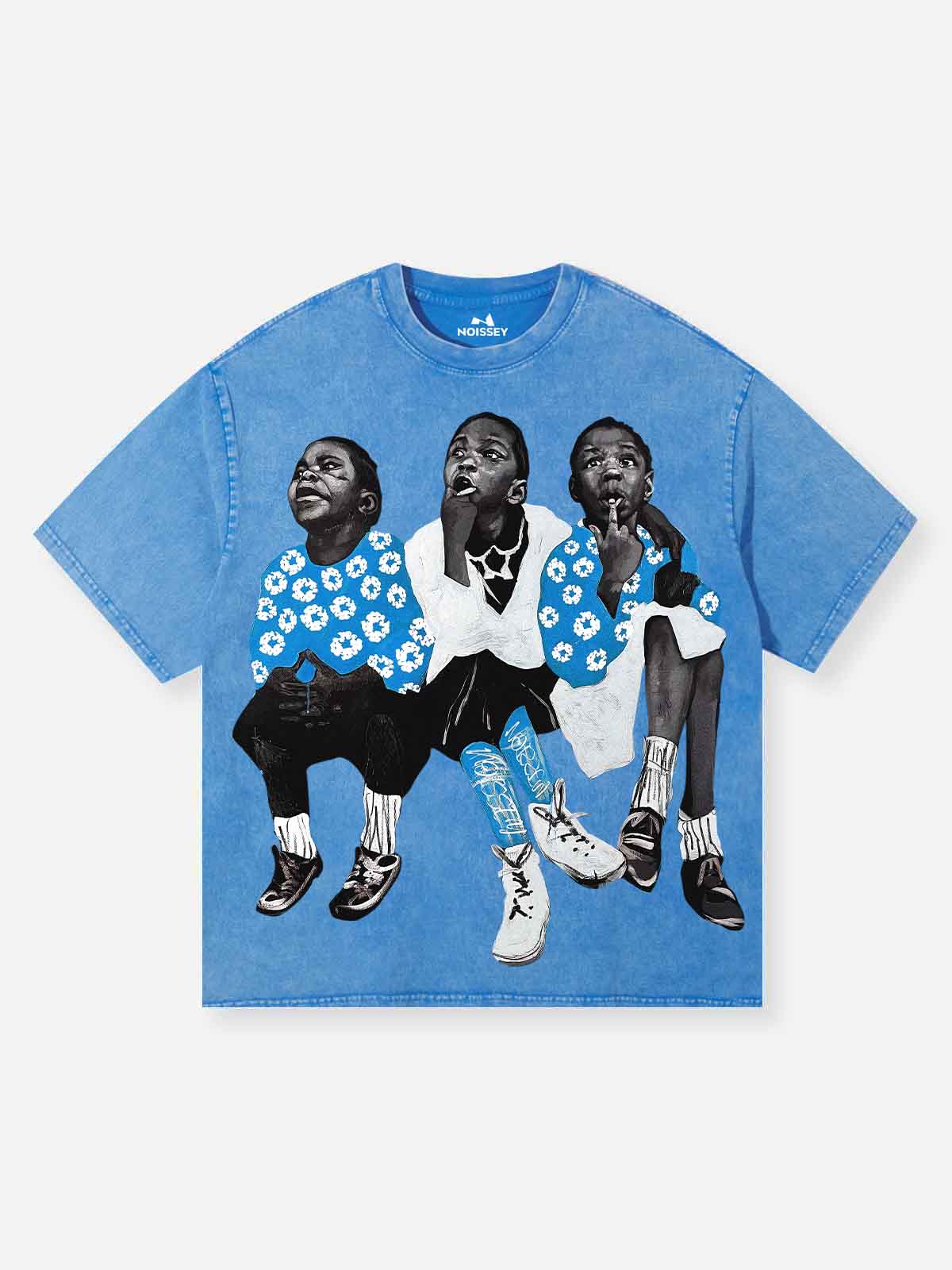 "Singing for Future" Kids' Blue Washed Print T-Shirt