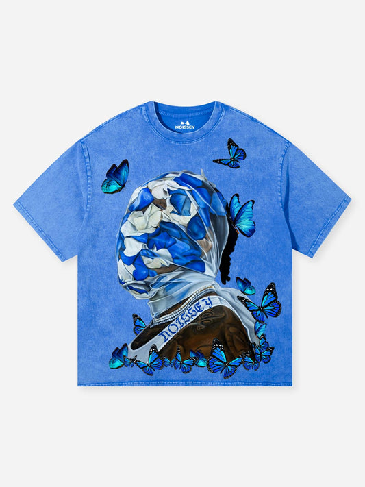 NOISSEY "Blue Butterfly" Blue Tee - Vintage Graphic T-Shirt
