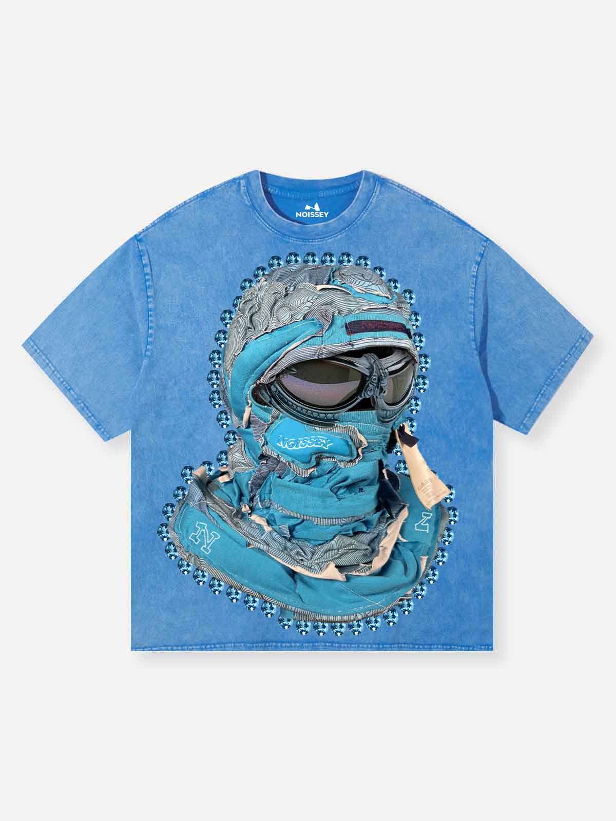 Exclusive blue functional mask print T-shirt