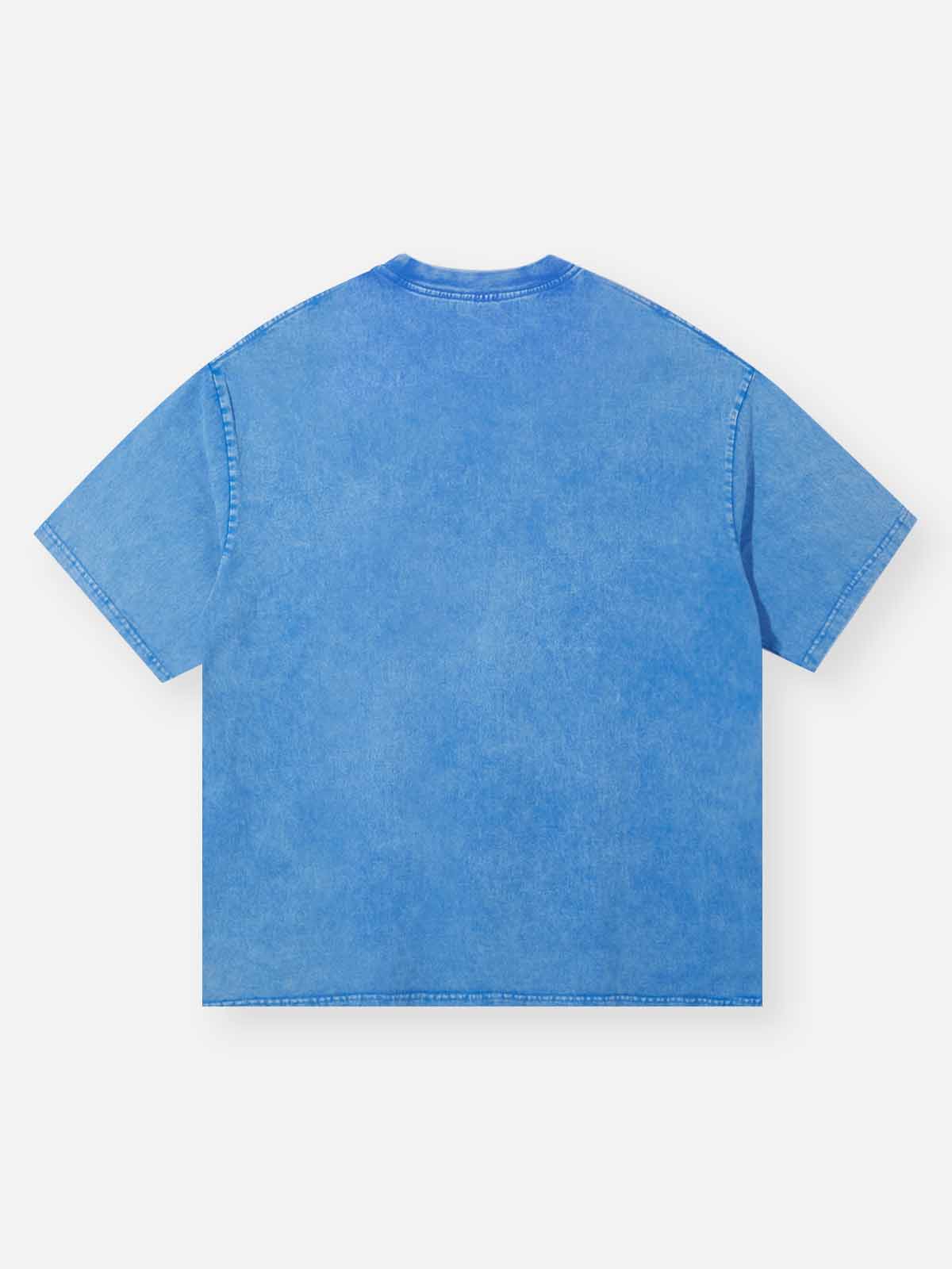 Noissey "Icy Blue" Grillz Graphic Tee – Wash Oversized T-Shirt with Diamond Camo Print