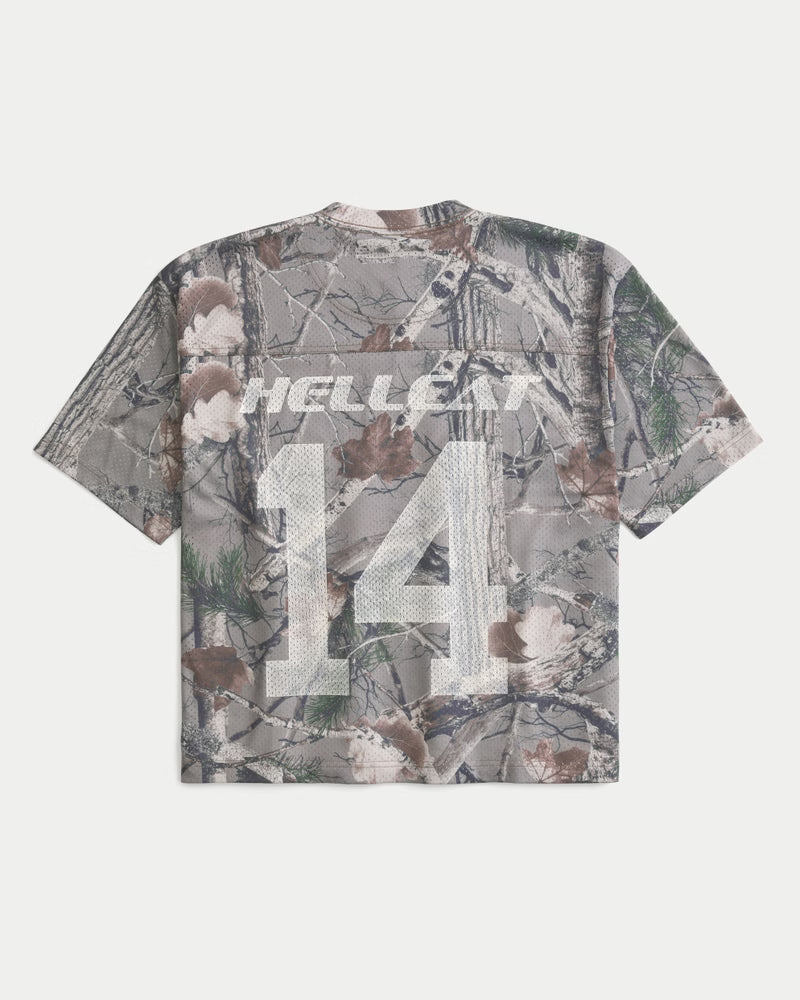 Hollister Boxy Crop Camo Dodge Graphic Jersey