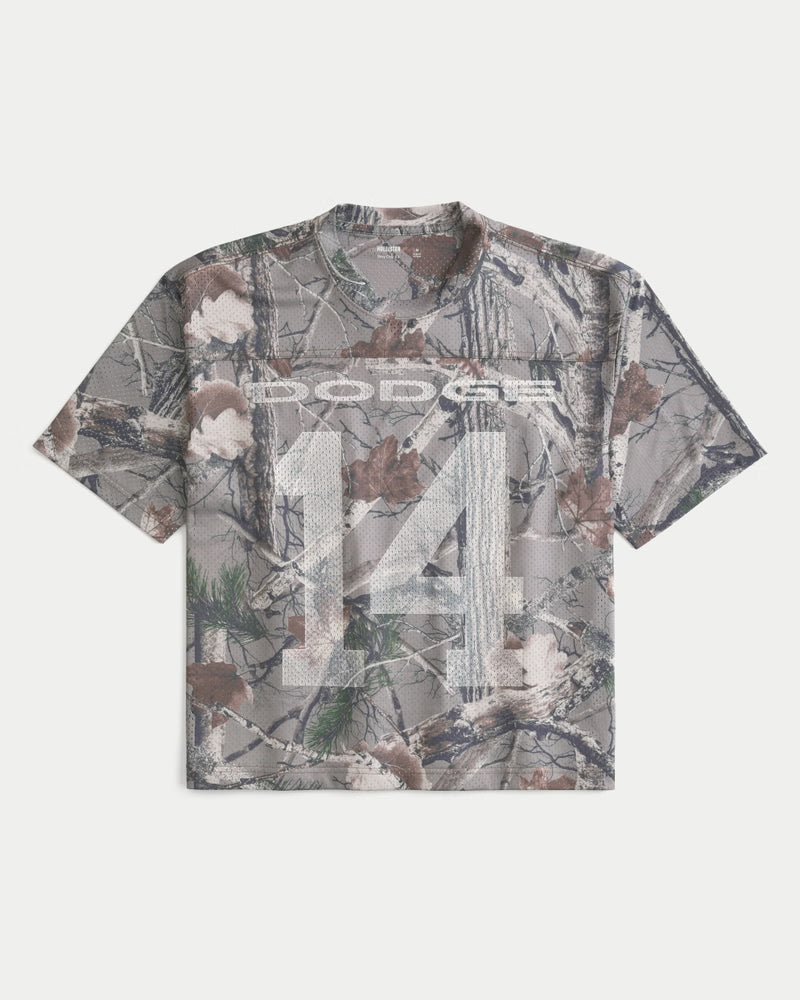 Hollister Boxy Crop Camo Dodge Graphic Jersey
