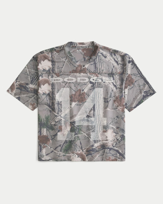 Hollister Boxy Crop Camo Dodge Graphic Jersey