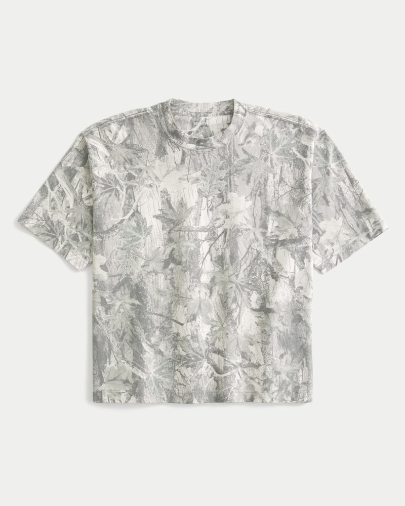 Hollister Boxy crop Cream Camo Tee