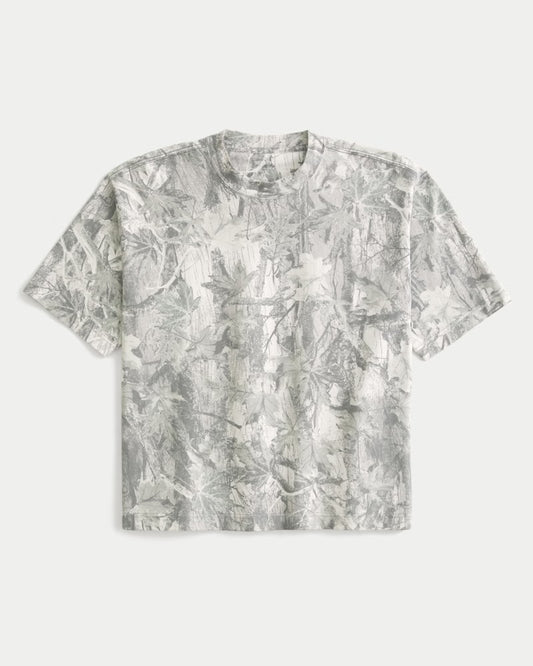 Hollister Boxy crop Cream Camo Tee