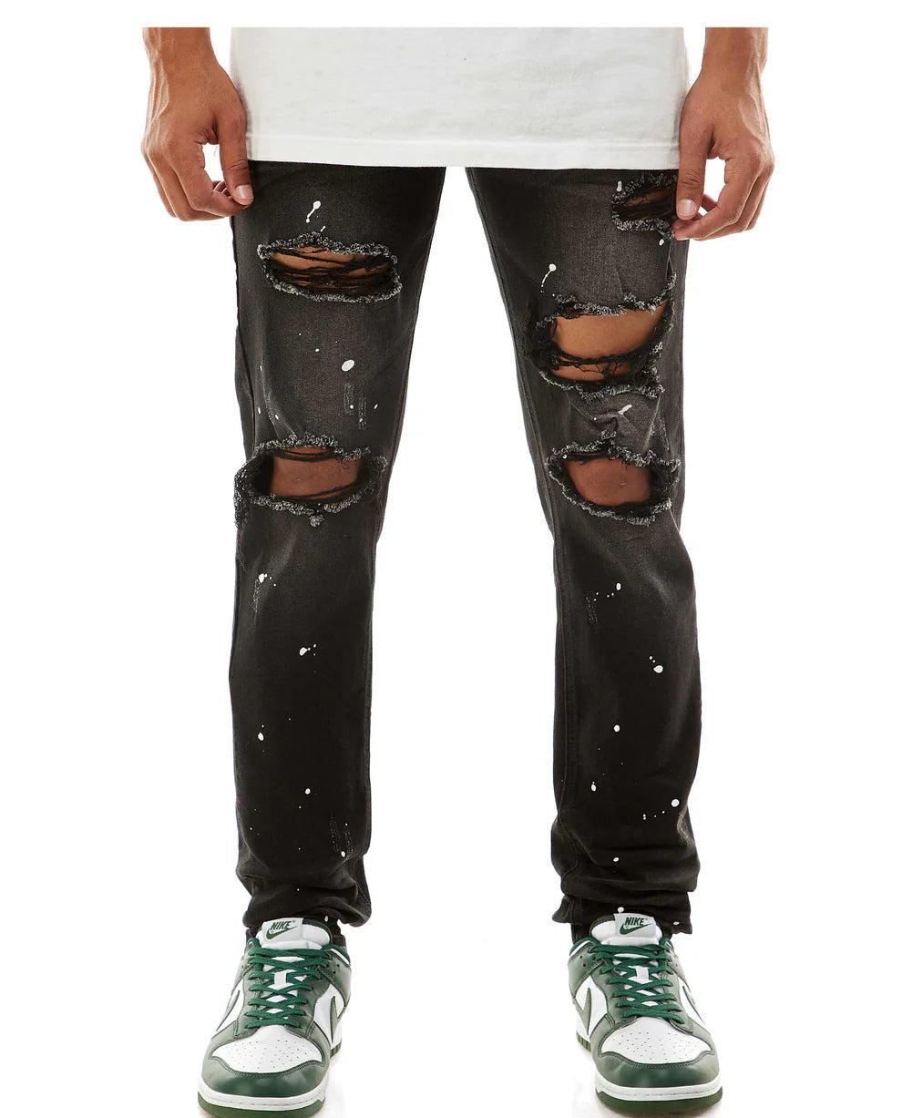 KDNK DISTRESSED JEANS W/ PAINT SPLATTER 'Black'