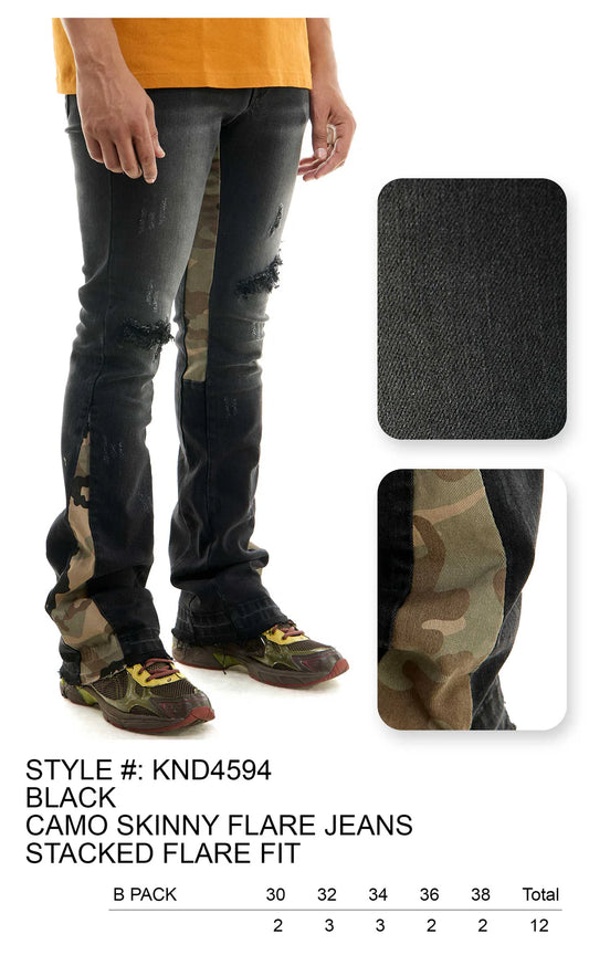 KDNK CAMO SKINNY FLARE JEANS 'Black'