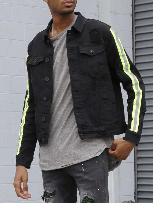 KDNK SAFETY TAPED JACKET 'Black/Lime'