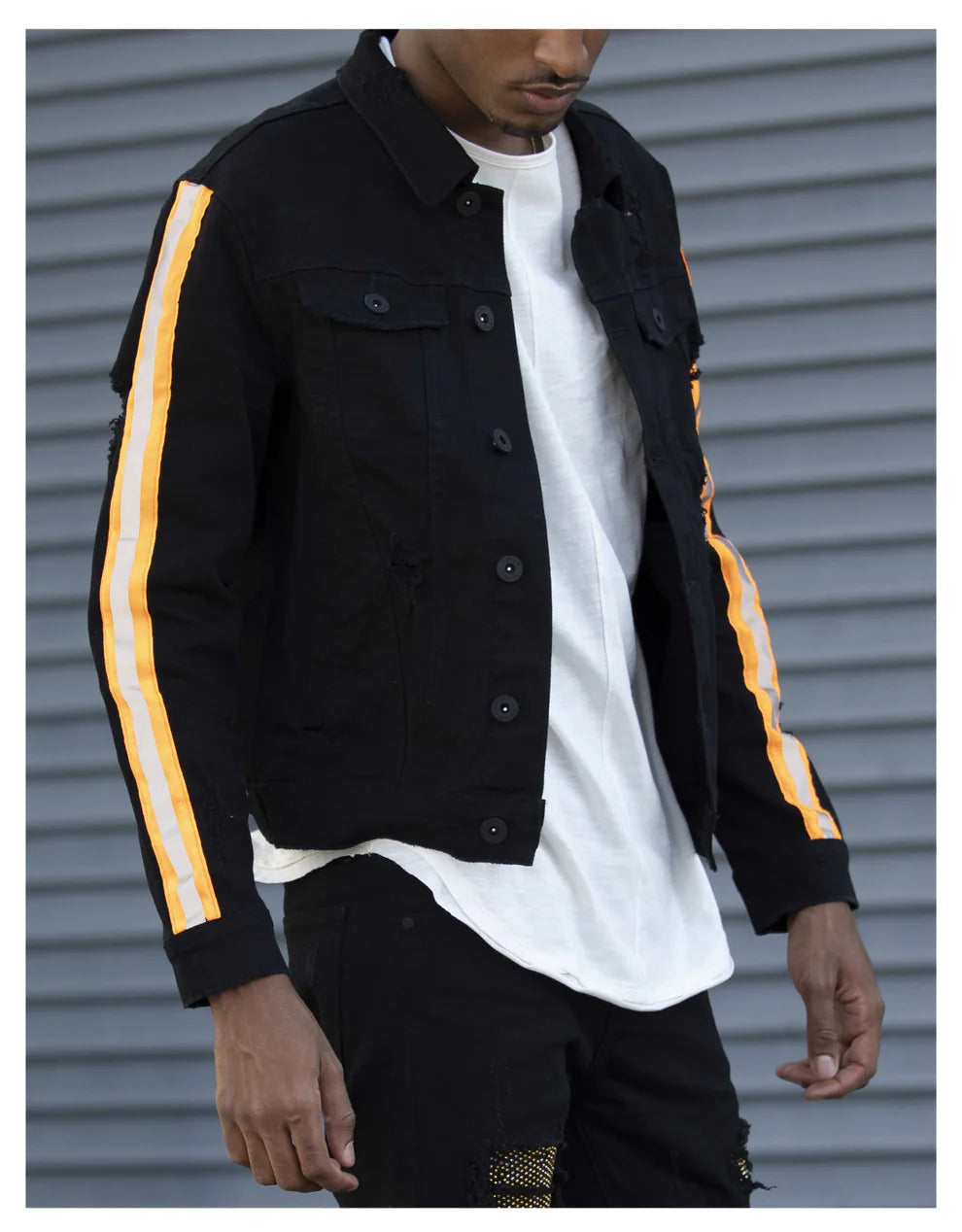 KDNK SAFETY TAPED JACKET 'Black/Orange'
