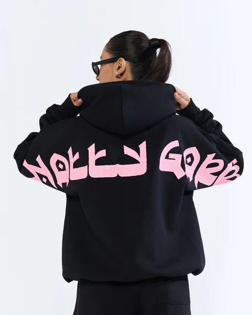 Ensemble sham signature set hoodie & jogger black pink