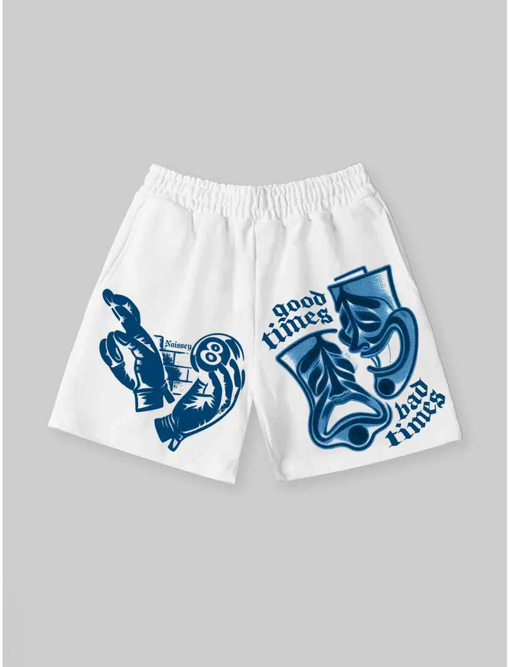 NOISSEY 'Good Times Bad Times' Boxy Heavyweight Mask Art Shorts - White