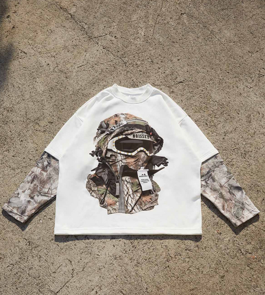 NOISSEY 'Urban Stealth' Real Tree Balaclava Print Heavyweight Long Sleeve Shirt