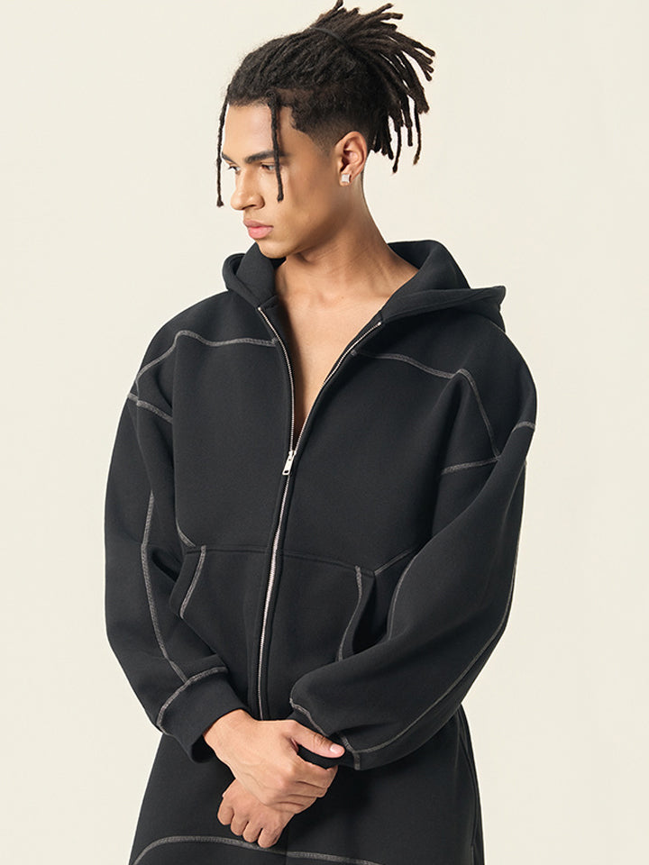 Hip-Hop Fleece Zip-Up Hoodie