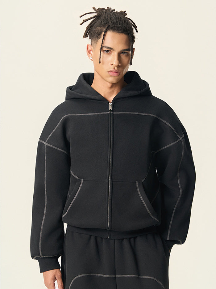 Hip-Hop Fleece Zip-Up Hoodie