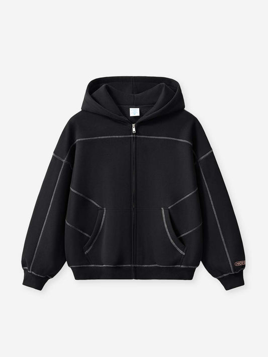 Hip-Hop Fleece Zip-Up Hoodie