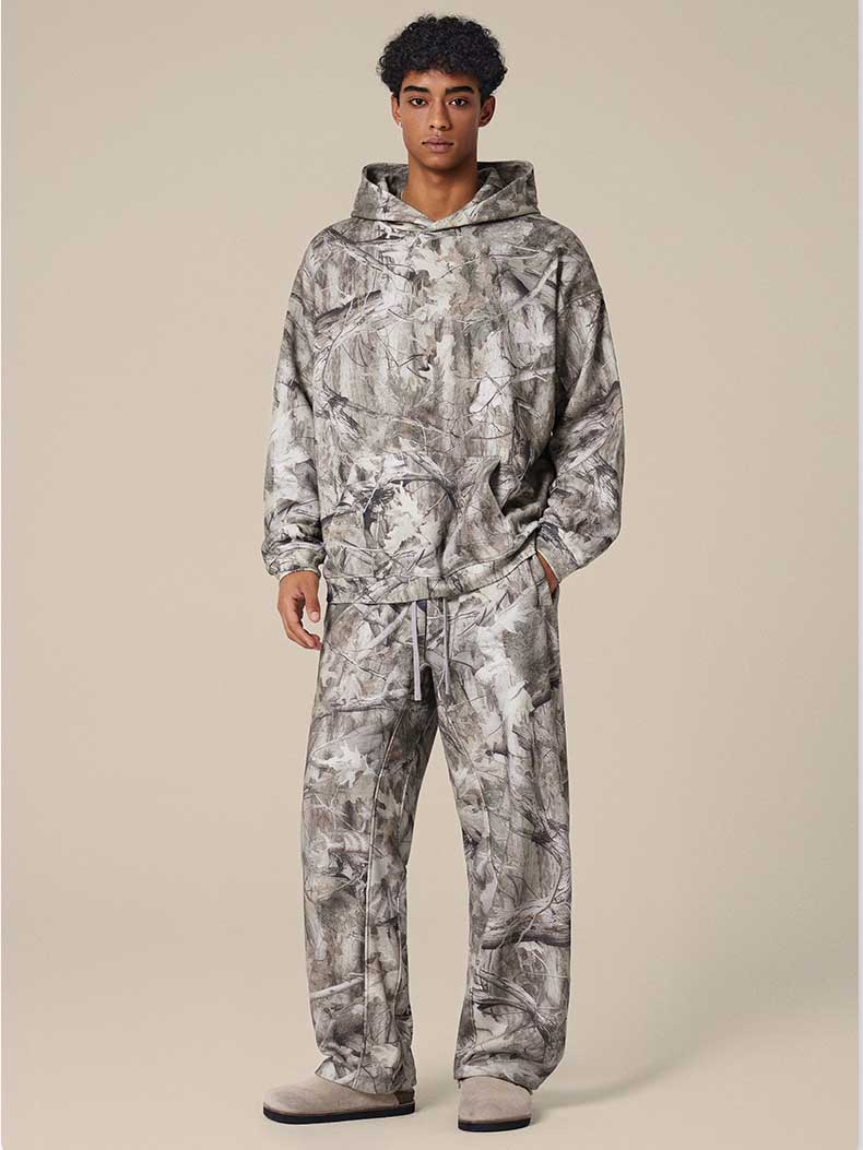 Camouflage Fleece-Lined Hooded Sweatshirt