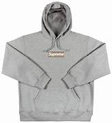 Supreme Burberry Box Logo Hooded Sweatshirt Grey