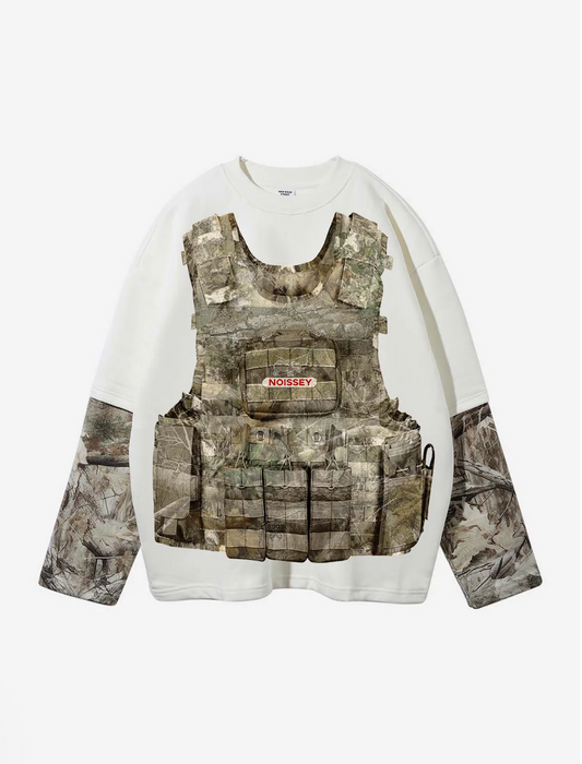 NOISSEY Real Tree Bulletproof Vest Print Tree-Pattern Long Sleeve