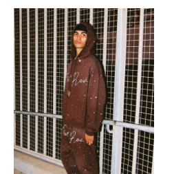 First Row Heavy Washed Cropped Rhinestone Hoodie “Brown”