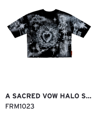 First Row Cropped Mini Terry Tee 3/4 Sleeve “Black”