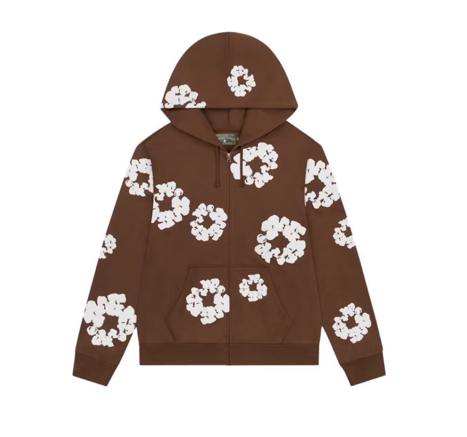Denim Tears Zip Up Hoodie 'Brown'