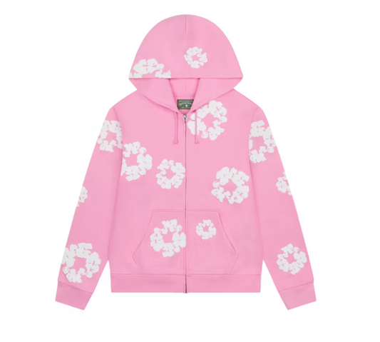 Denim Tears Zip Up Hoodie 'Pink'