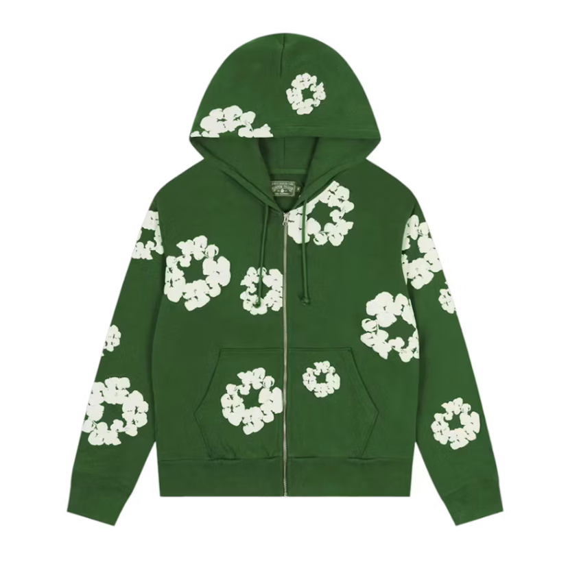 Denim Tears Zip Up Hoodie 'Green'