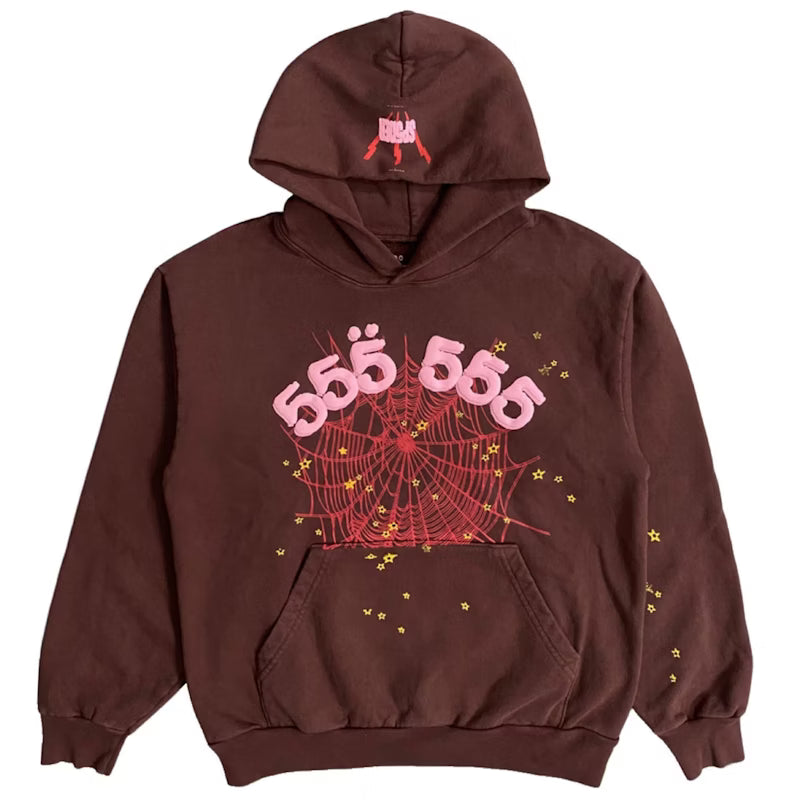 Sp5der Hoodie Brown 555 Logo
