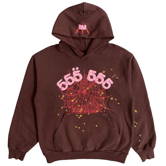 Sp5der Hoodie Brown 555 Logo
