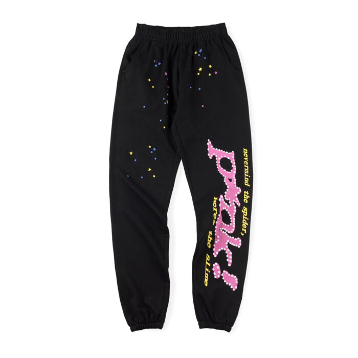 Sp5der Sweatpants black V2 P*INK logo