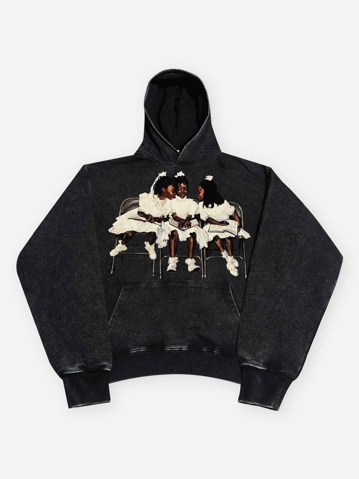 High Quality Laughing Black Girl Print 425g Hoodie