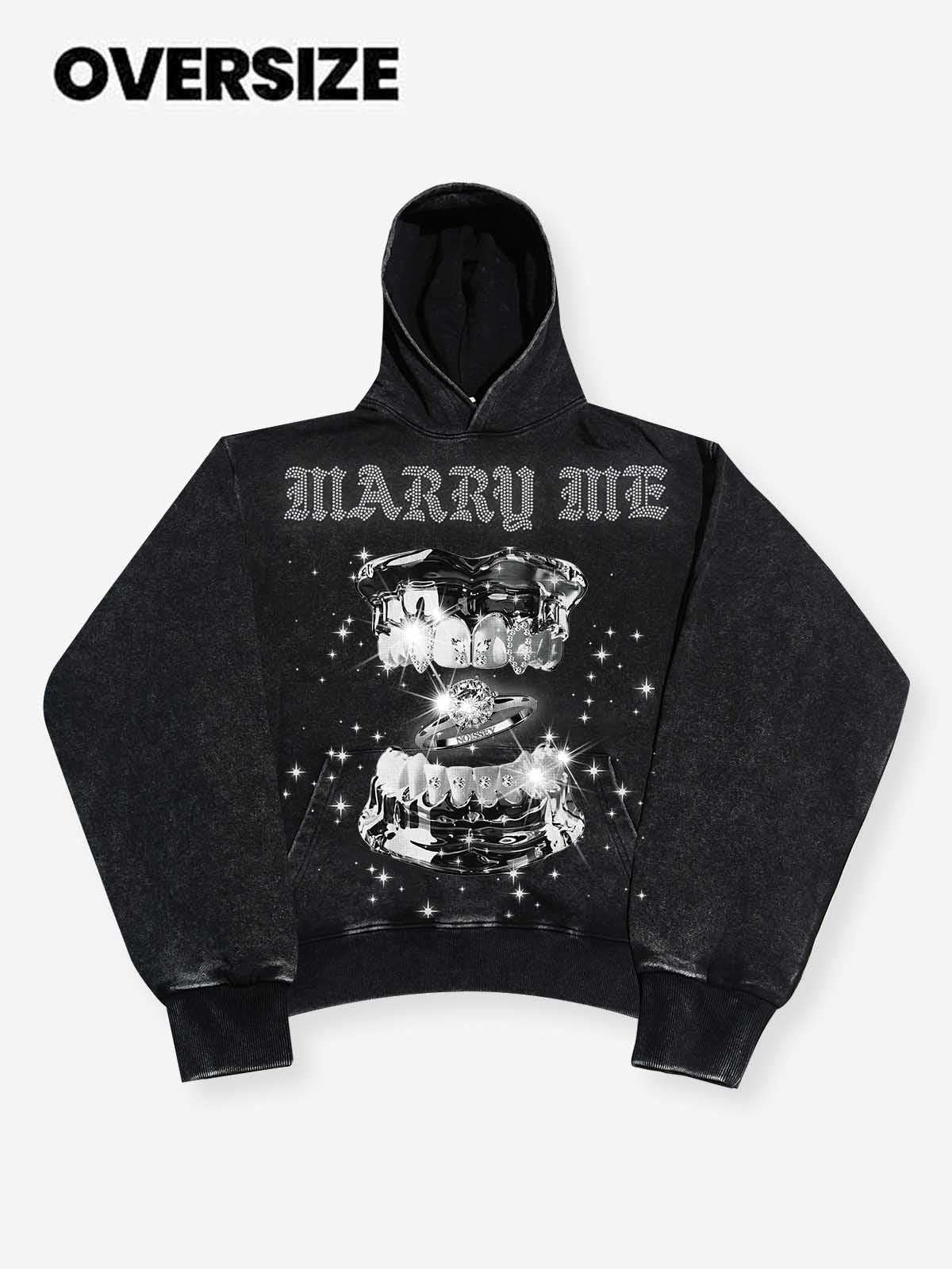MARRY ME Black Washed Hoodie