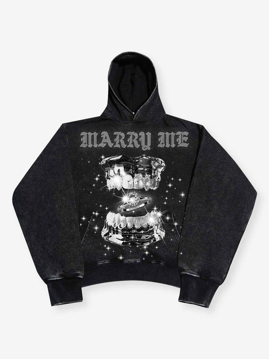 MARRY ME Black Washed Hoodie