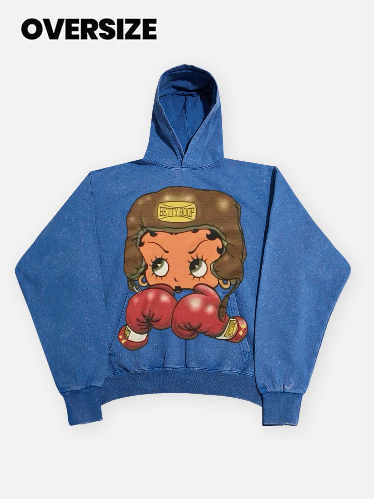 High quality Cartoon girl Boxing Print 425g Hoodie
